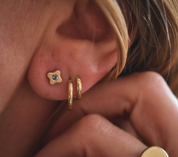 Tiny Bloom Posts - 14k Gold + Seafoam Tourmalines