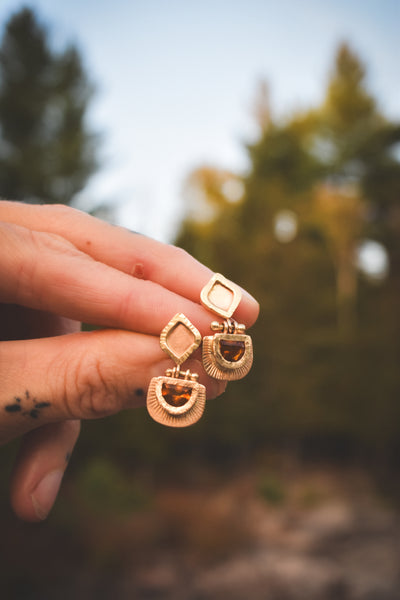 Sacred Flame Danglers - 14k Gold & Brazilian Citrines