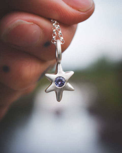 Folk Star Necklace - Sterling & Tanzanite