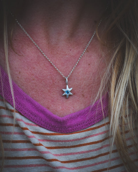 Folk Star Necklace - Sterling & Topaz