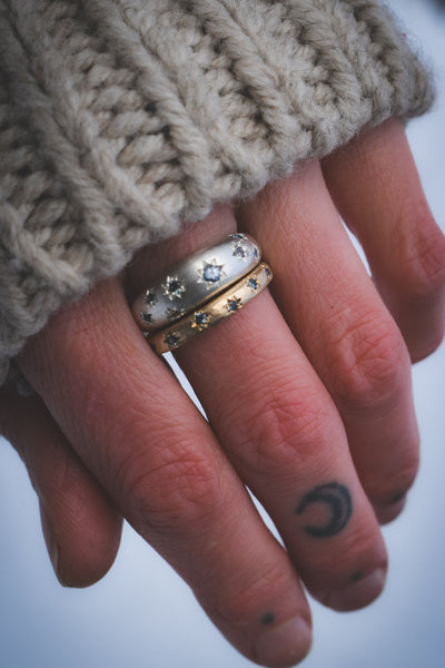 Star Studded Orb - Sapphires & Solid 14k Gold