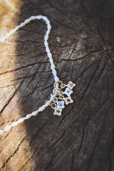 Tiny Bloom Charm - 10k + Pomme Ruby