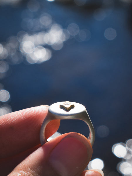 Quatrefoil Signet - Mixed Metals & Canadian Diamonds - Made to Order