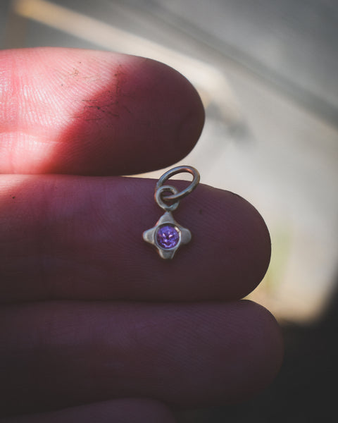 Tiny Bloom Charm - 14k + Pink Sapphire