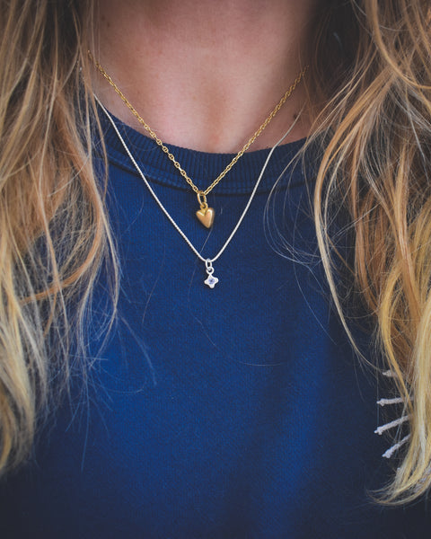 Tiny Bloom Charm - Sterling + Tanzanite