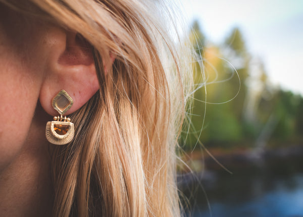 Sacred Flame Danglers - 14k Gold & Brazilian Citrines