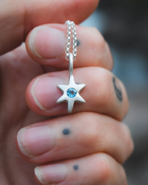 Folk Star Necklace - Sterling & Topaz