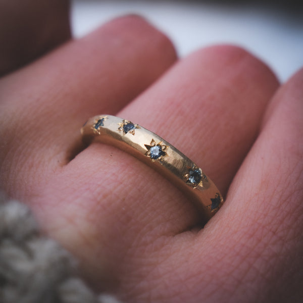 Star Studded Orb - Sapphires & Solid 14k Gold