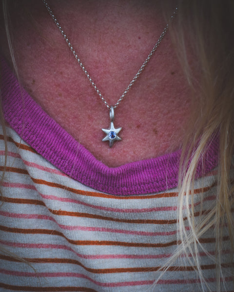 Folk Star Necklace - Sterling & Tanzanite