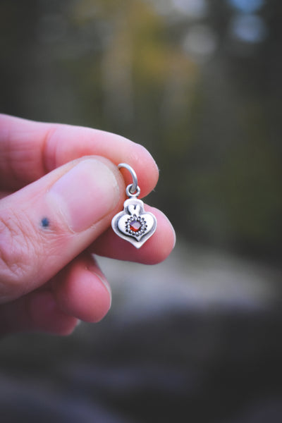 Heart Root Necklace - Idaho Garnet & Pearl