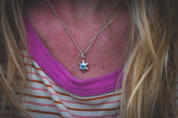 Folk Star Necklace - Sterling & Topaz