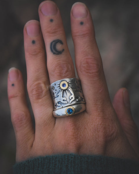 La Loba Ring 2.0 - Iolite, Sapphires, and Zircons - Size 7.5