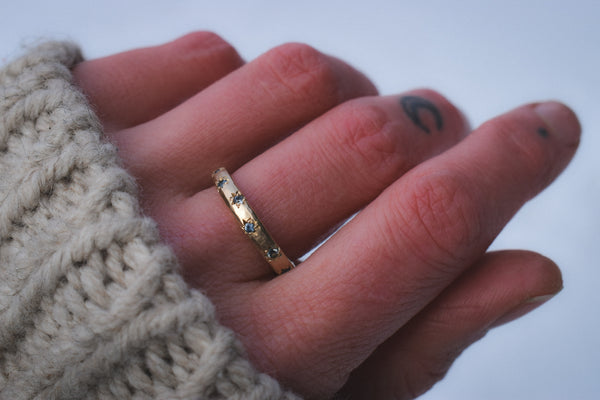 Star Studded Orb - Sapphires & Solid 14k Gold