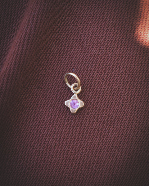 Tiny Bloom Charm - 14k + Pink Sapphire