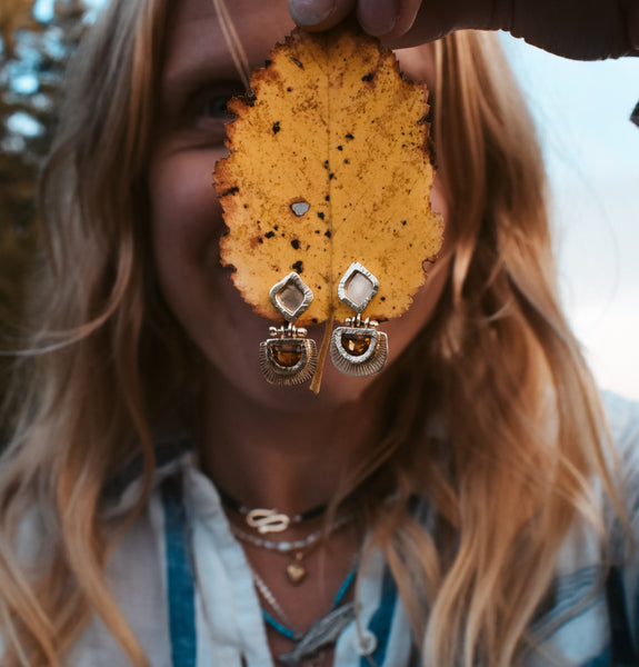 Sacred Flame Danglers - 14k Gold & Brazilian Citrines