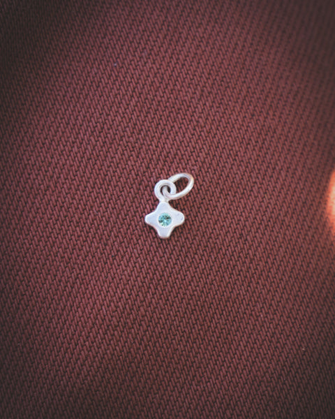 Tiny Bloom Charm - Sterling + Seafoam Tourmaline