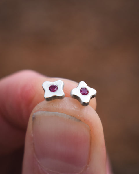 Tiny Bloom Posts - Sterling + Pomme Ruby