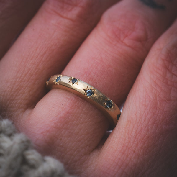 Star Studded Orb - Sapphires & Solid 14k Gold