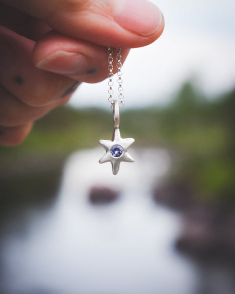 Folk Star Necklace - Sterling & Tanzanite