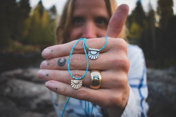 Sundown Necklace - Turquoise & 14k Gold - Pre-Order