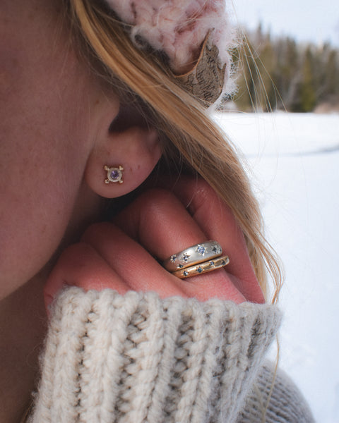 Star Studded Orb - Sapphires & Solid 14k Gold