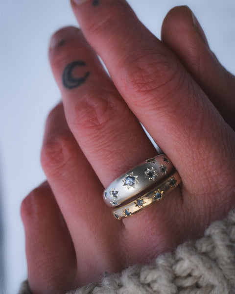 Star Studded Orb - Sapphires & Solid 14k Gold