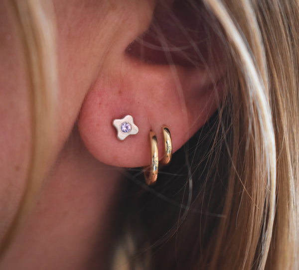 Tiny Bloom Posts - Sterling + Tanzanite