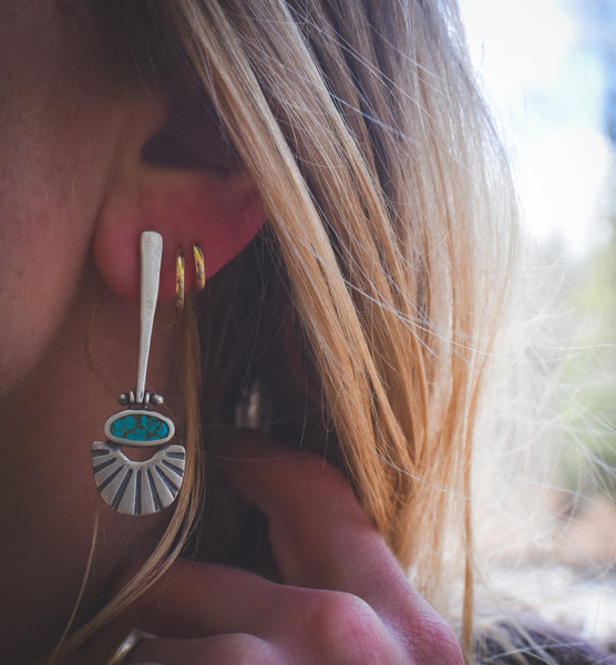 Inlay Sundown Danglers - Egyptian Turquoise