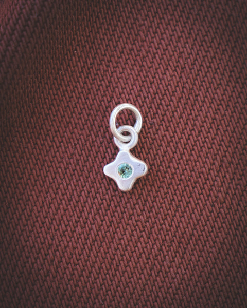 Tiny Bloom Charm - Sterling + Seafoam Tourmaline