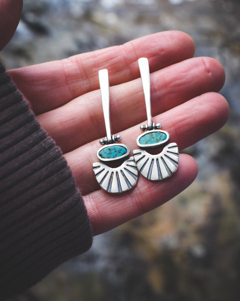 Inlay Sundown Danglers - Egyptian Turquoise
