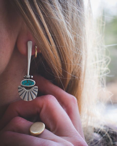 Inlay Sundown Danglers - Egyptian Turquoise