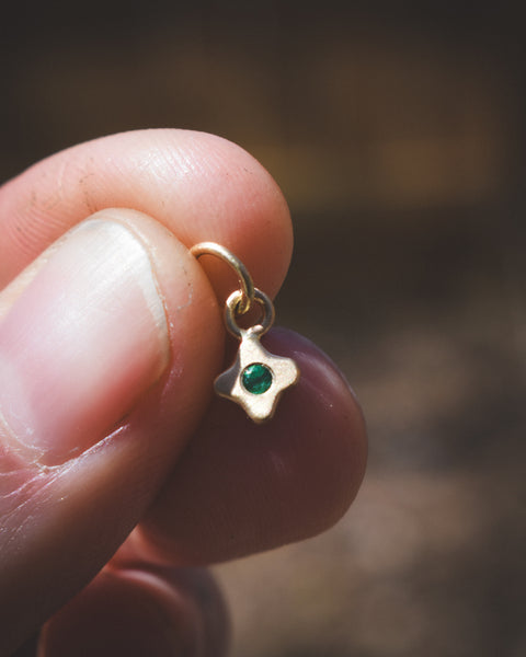 Tiny Bloom Charm - 14k + Brazilian Emerald