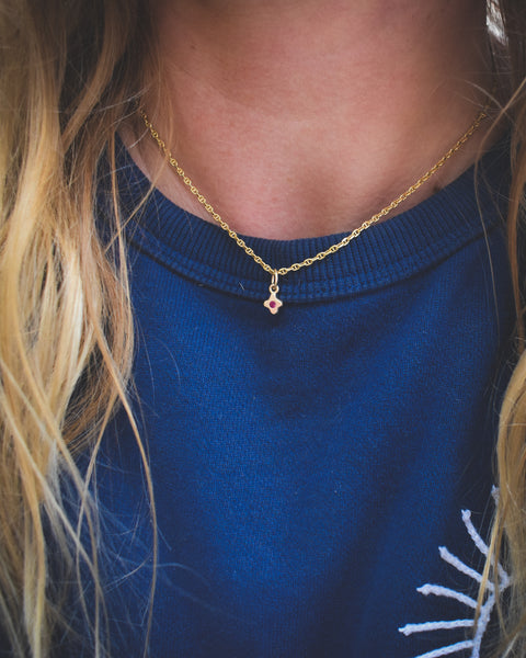 Tiny Bloom Charm - 10k + Pomme Ruby
