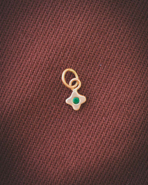 Tiny Bloom Charm - 14k + Brazilian Emerald
