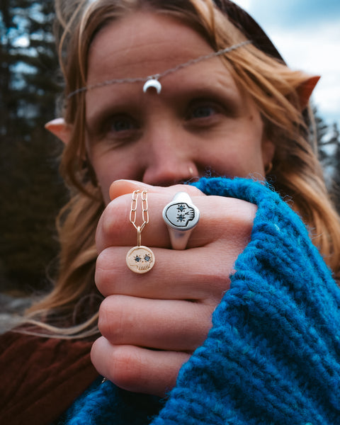 Skully Charm - Solid 14k Gold & Montana Sapphires