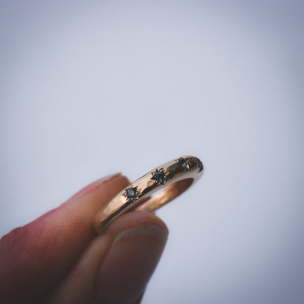 Star Studded Orb - Sapphires & Solid 14k Gold