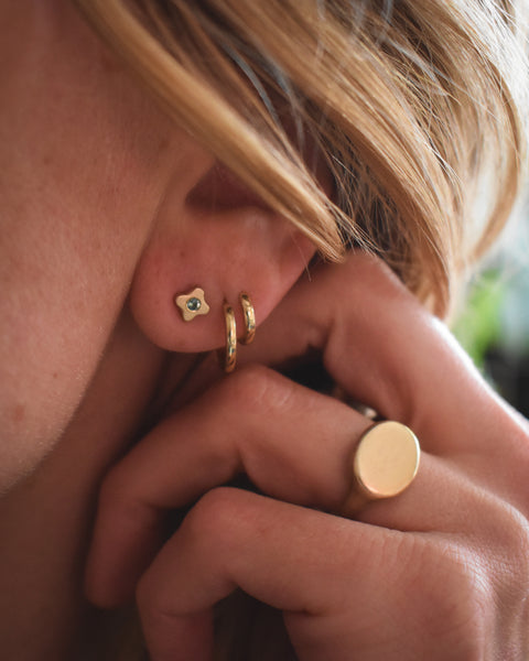 Tiny Bloom Posts - 14k Gold + Seafoam Tourmalines