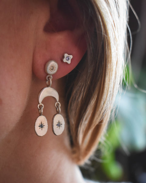 Celestial Ingot Earrings - Montana Sapphires & Canadian Diamonds