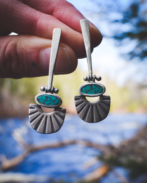 Inlay Sundown Danglers - Egyptian Turquoise