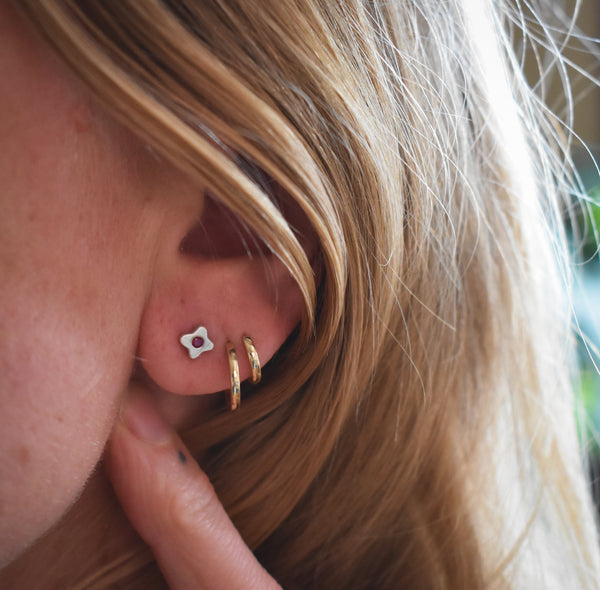 Tiny Bloom Posts - Sterling + Pomme Ruby