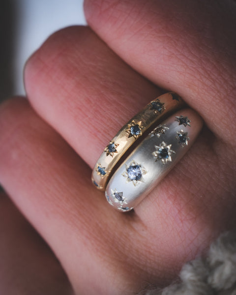 Star Studded Orb - Sapphires & Solid 14k Gold