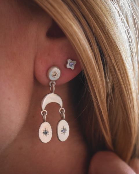 Tiny Bloom Posts - Sterling + Tanzanite