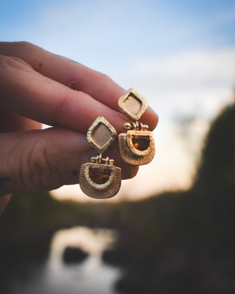 Sacred Flame Danglers - 14k Gold & Brazilian Citrines