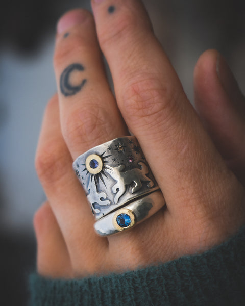 La Loba Ring 2.0 - Iolite, Sapphires, and Zircons - Size 7.5