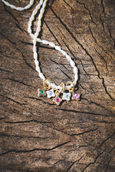 Tiny Bloom Charm - 10k + Pomme Ruby
