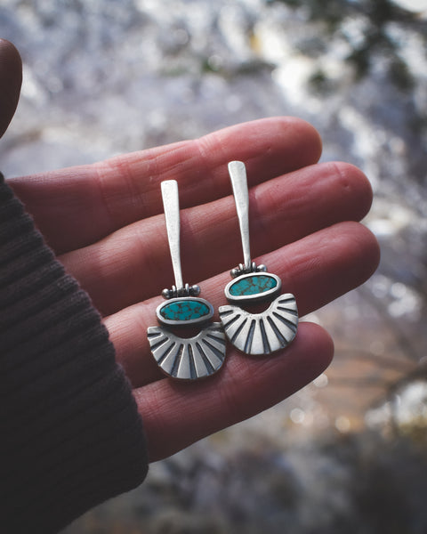 Inlay Sundown Danglers - Egyptian Turquoise