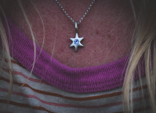 Folk Star Necklace - Sterling & Tanzanite