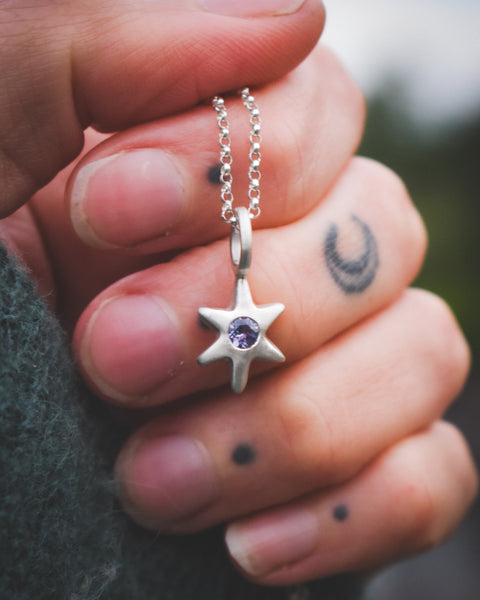 Folk Star Necklace - Sterling & Tanzanite
