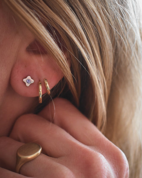 Tiny Bloom Posts - Sterling + Tanzanite