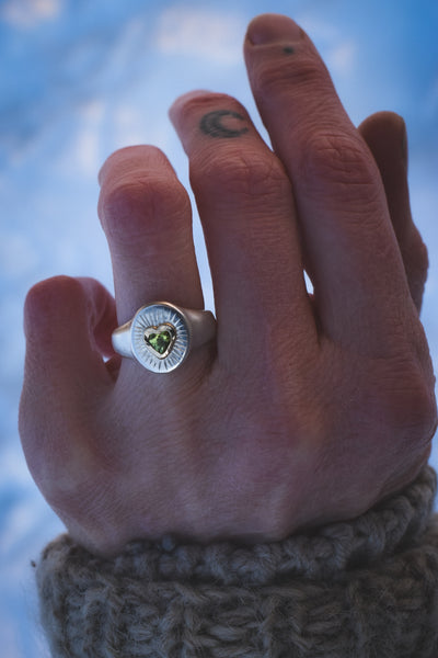 Awakened Heart Signet - Arizona Peridot - Size 5